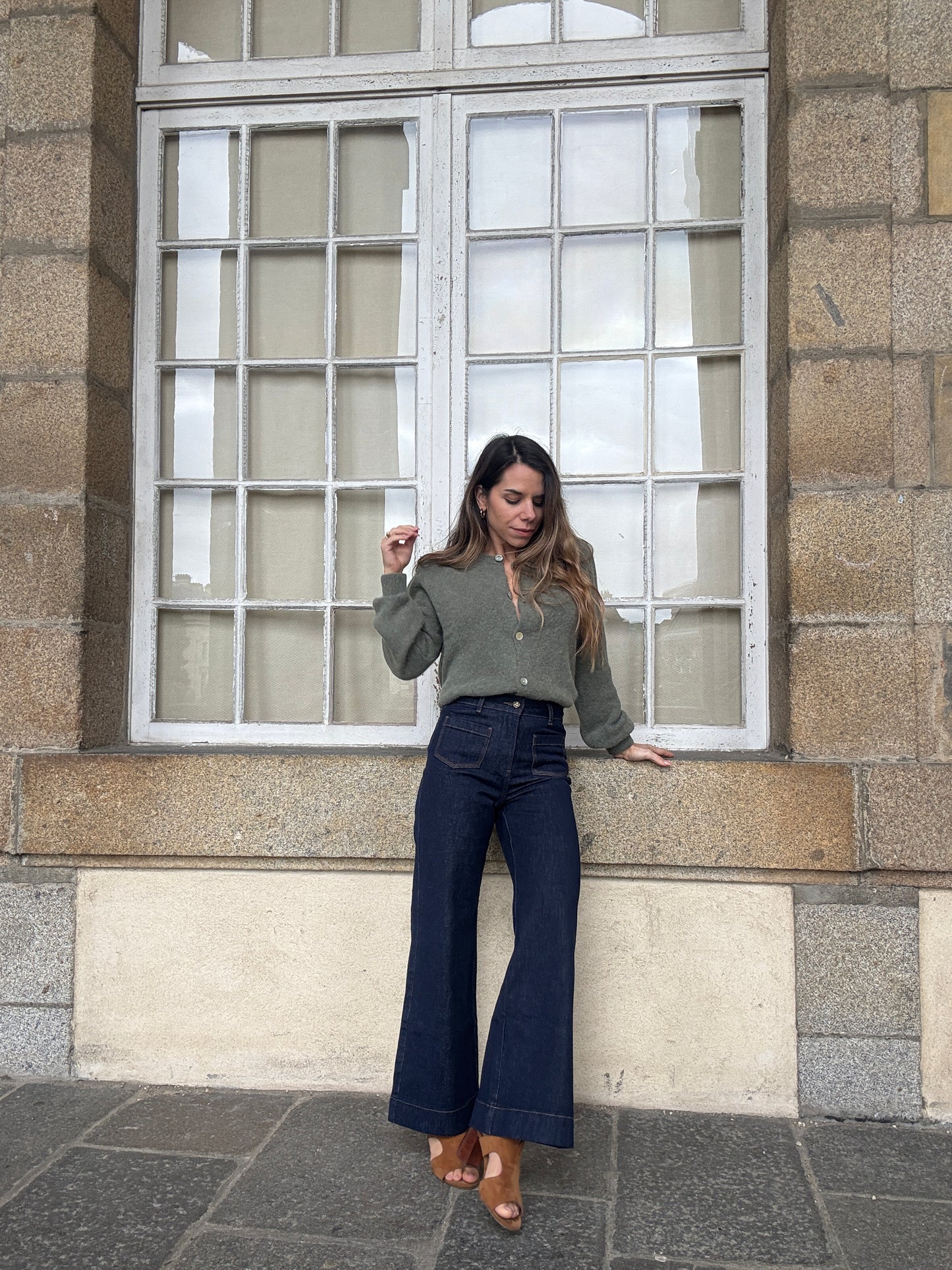 Maille en laine Léonie olive