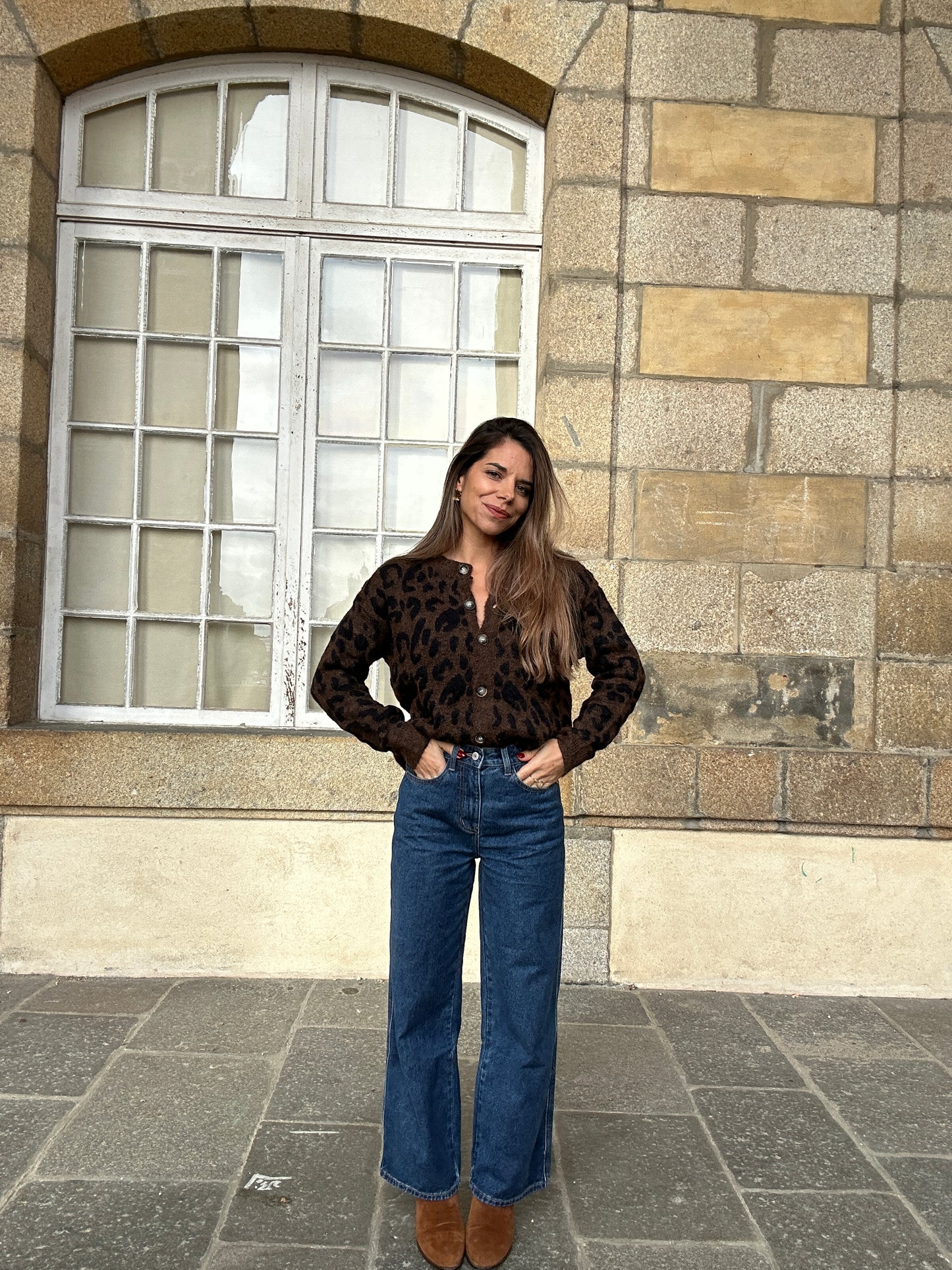 Cardigan léopard Camille marron