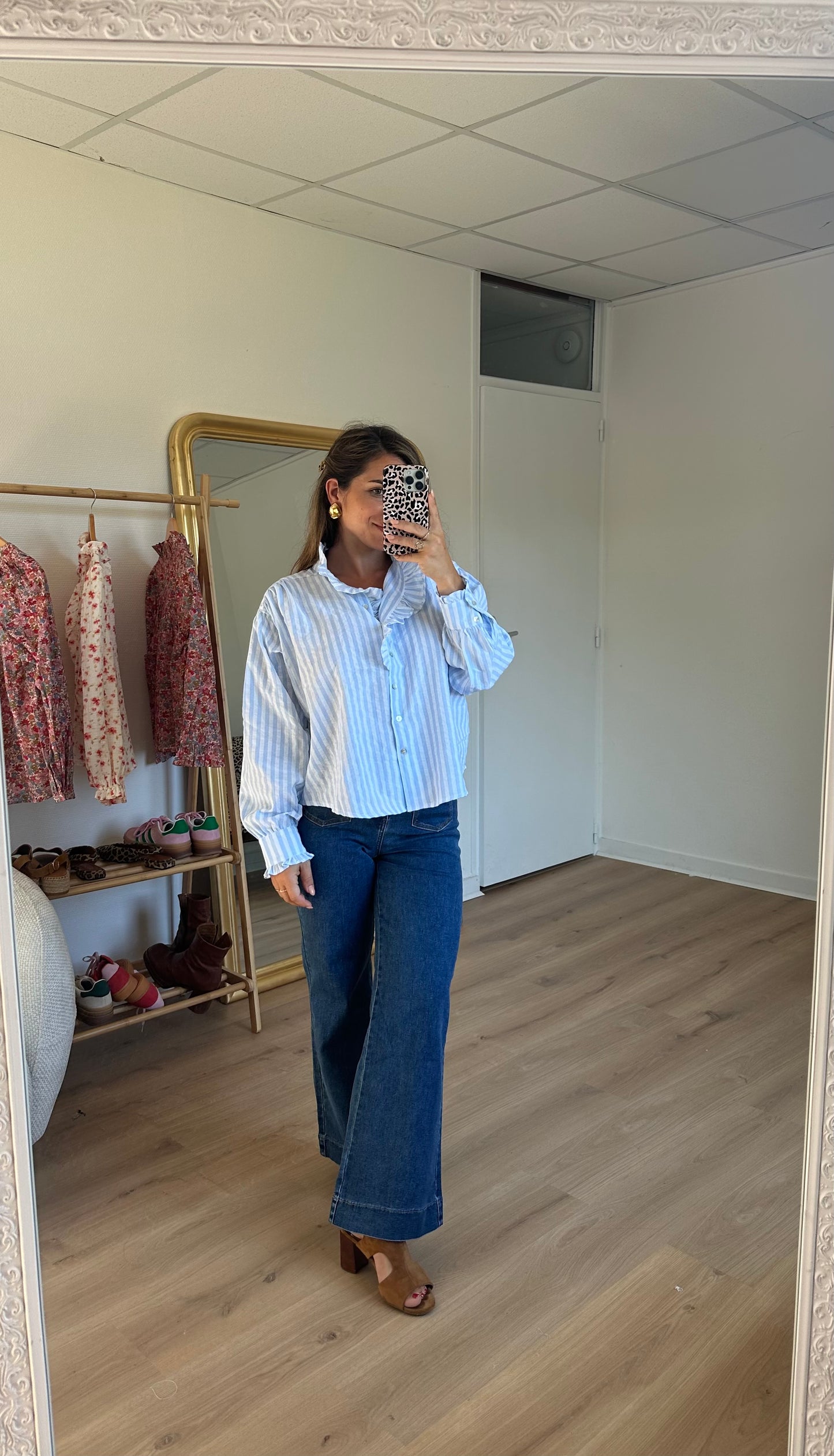 Chemise à rayures bleues et blanches Rosa