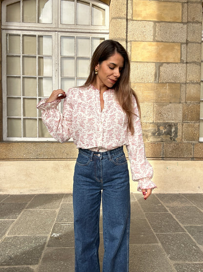 Blouse fleurie Amélia rose