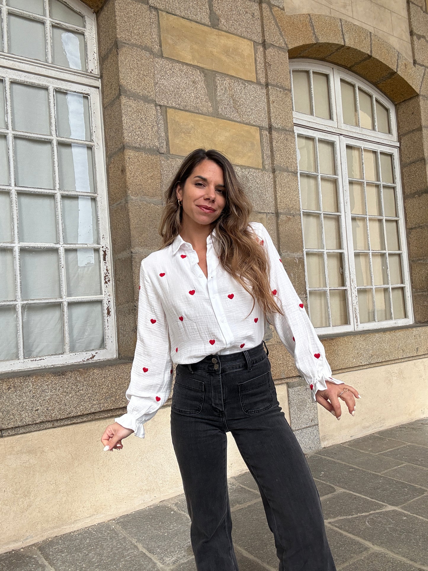 Blouse Victoire cœur en gaze de coton