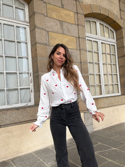 Blouse Victoire cœur en gaze de coton