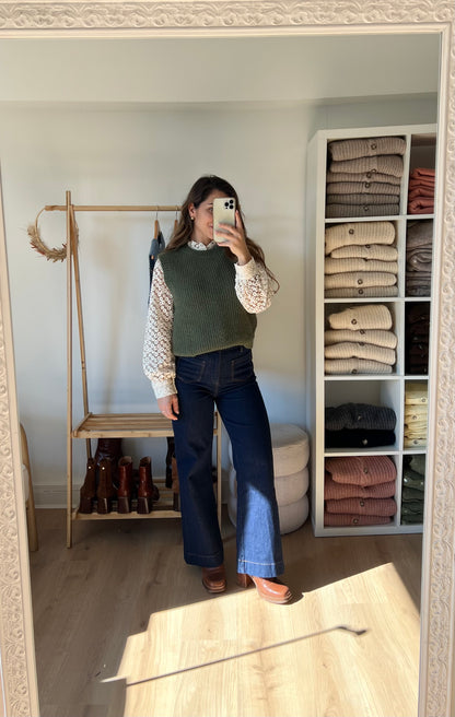 Pull sans manches kaki Adèle
