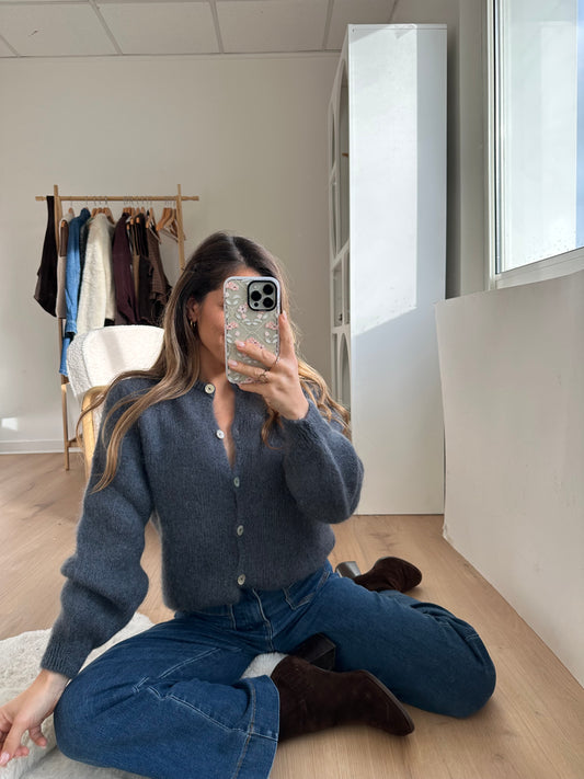 Maille en laine Bianca gris foncé