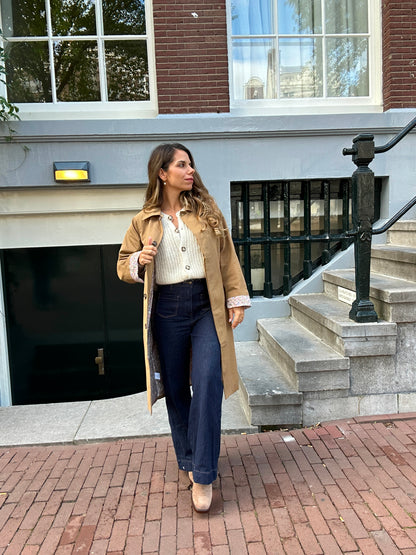 Trench long Émile en coton Liberty camel