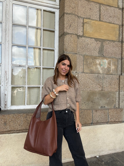 Sac à main en cuir  Marine marron