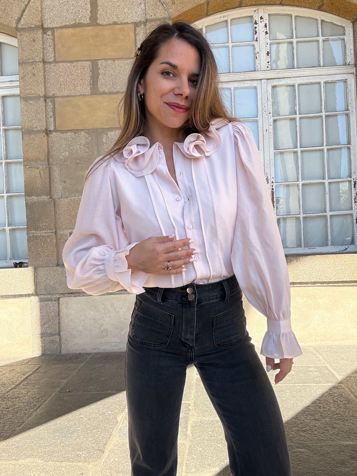 Blouse Brune doux rose