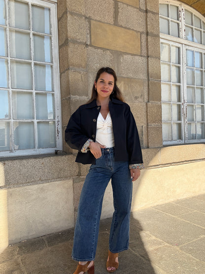 Veste trench liberty en coton marine Edith