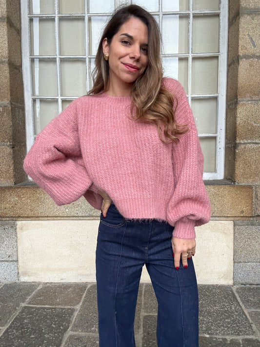 Pull en maille Jade vieux rose