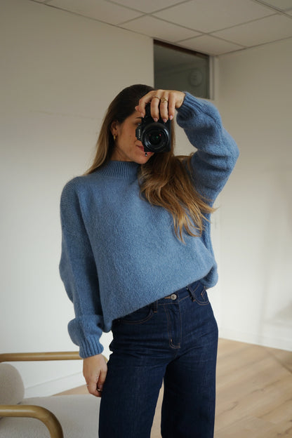 Pull en maille à col rond Hortense bleu
