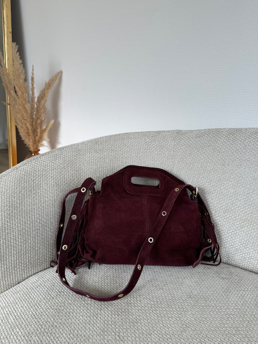 Grand sac à main en cuir Jodie bordeaux