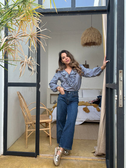 Blouse Stella vichy bleu marine