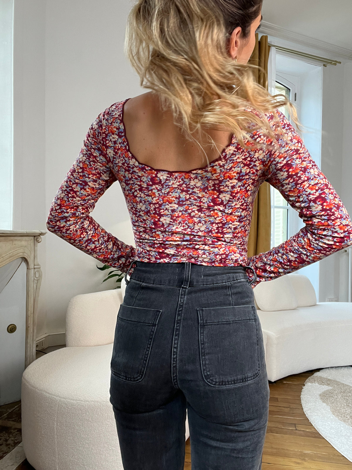 Body Martha fleuri bordeaux