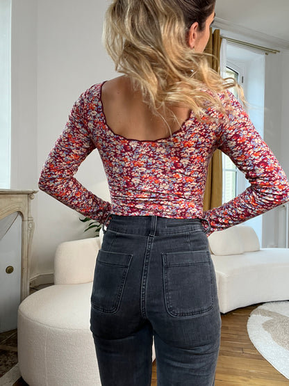 Body Martha fleuri bordeaux