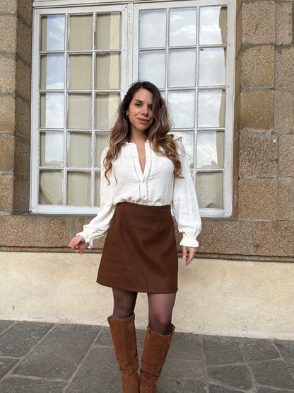 Jupe effet laine Lou chocolat