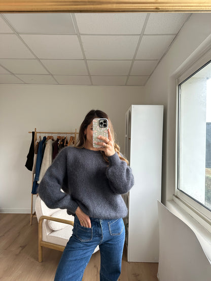 Maille en mohair et laine Gaia gris foncé