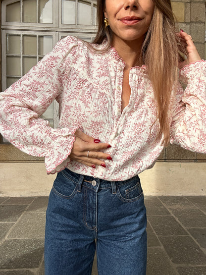 Blouse fleurie Amélia rose
