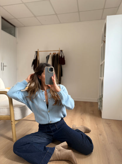 Maille en laine Léonie bleu glacier