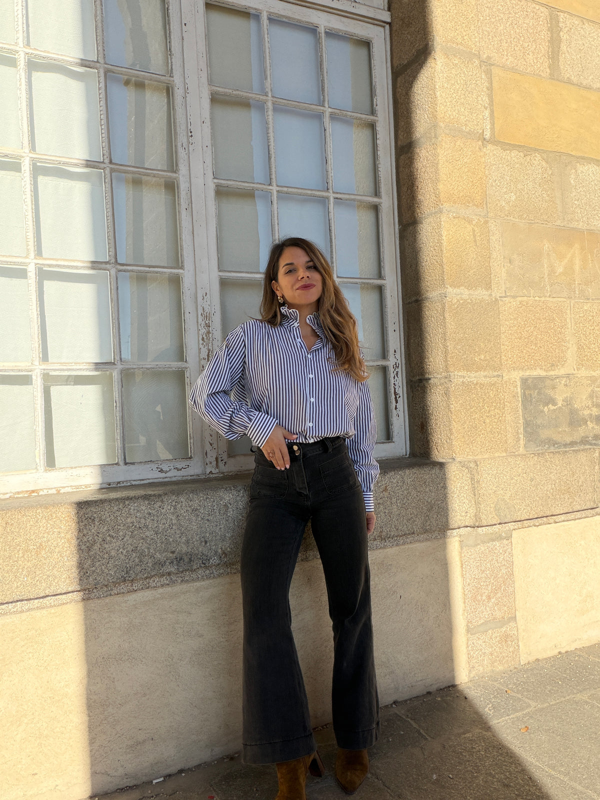 Chemise rayée bleu marine Elise