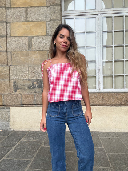 Top vichy Aimée rouge