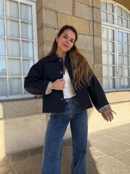 Veste trench liberty en coton marine Edith