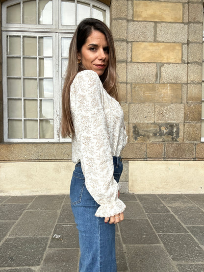 Blouse fleurie Amélia beige