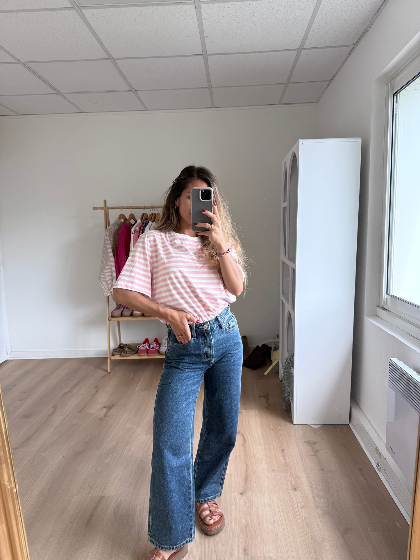 Tee-shirt rayé rose Jules