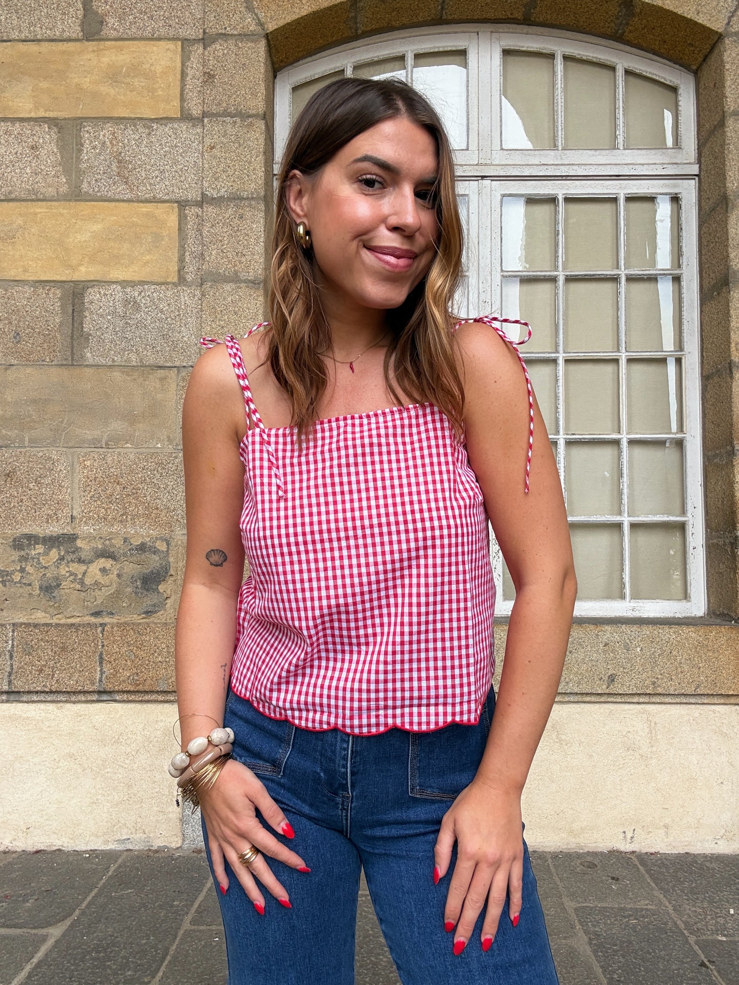 Top vichy Aimée rouge