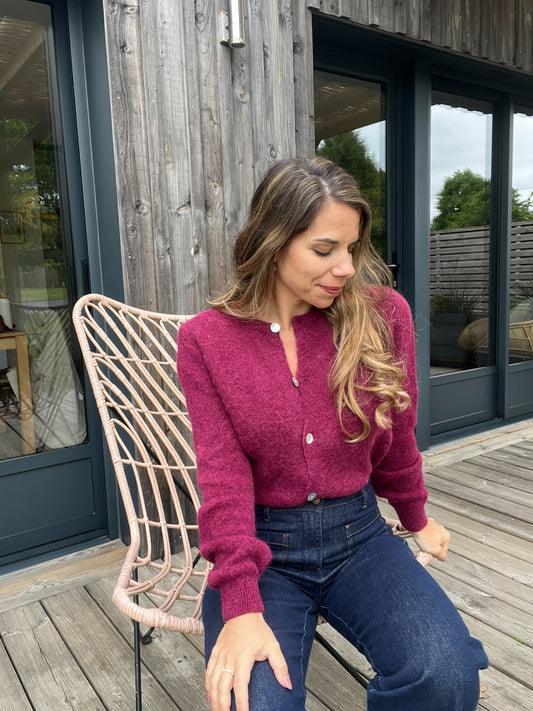 Maille en laine Léonie bordeaux