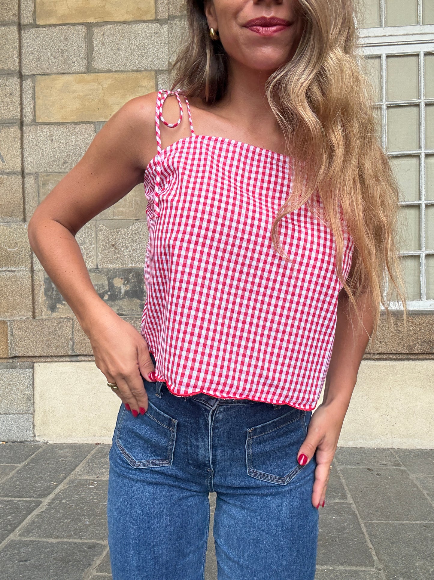 Top vichy Aimée rouge