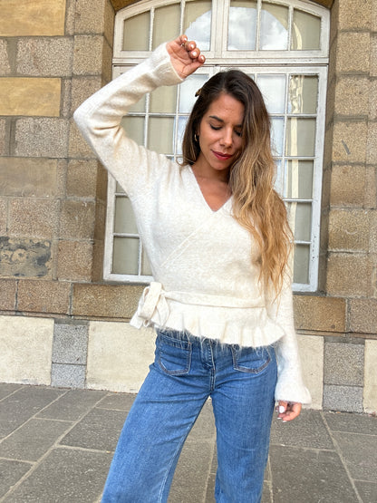 Cardigan à noeud Helena beige