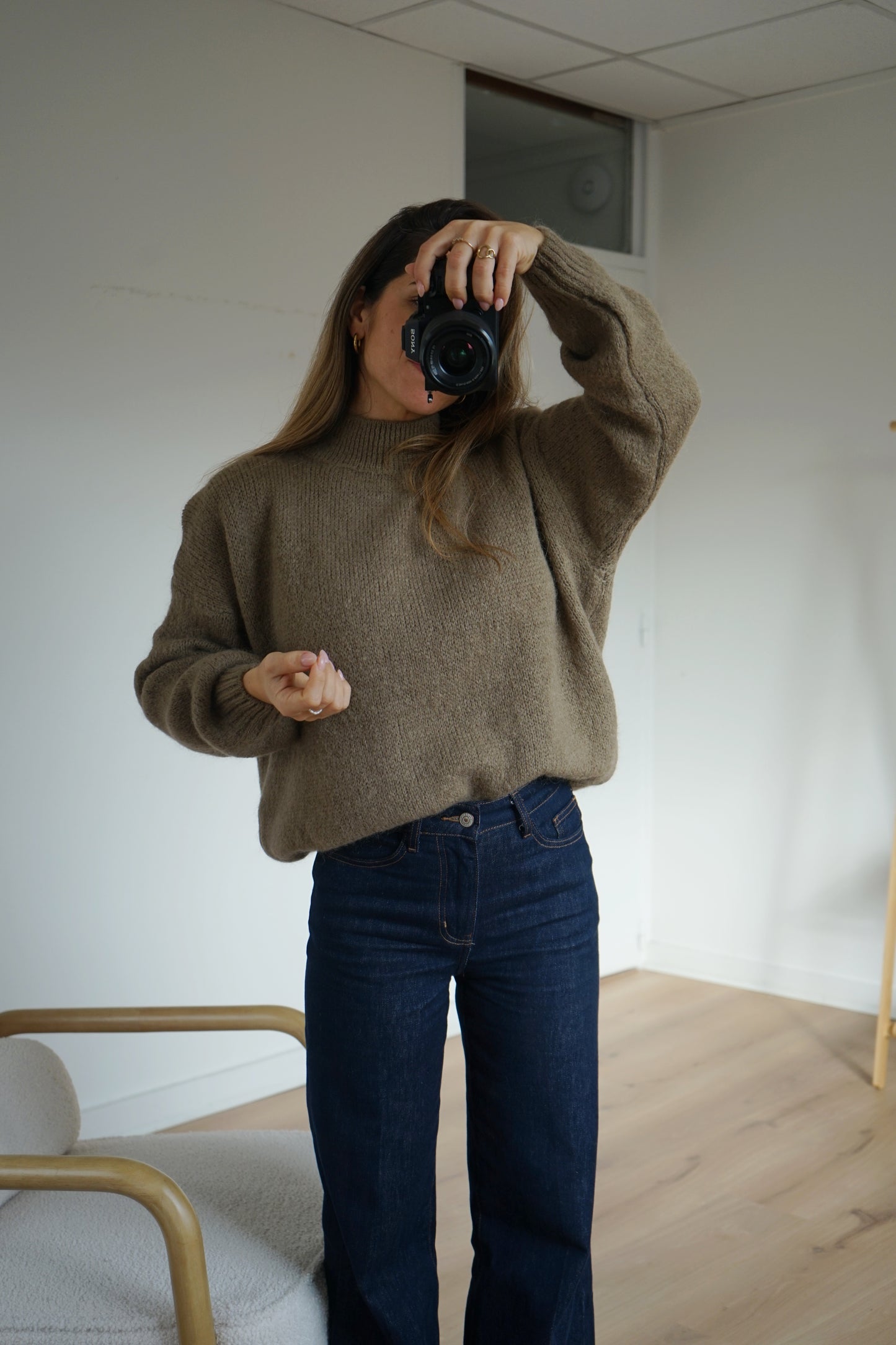 Pull en maille à col rond Hortense taupe