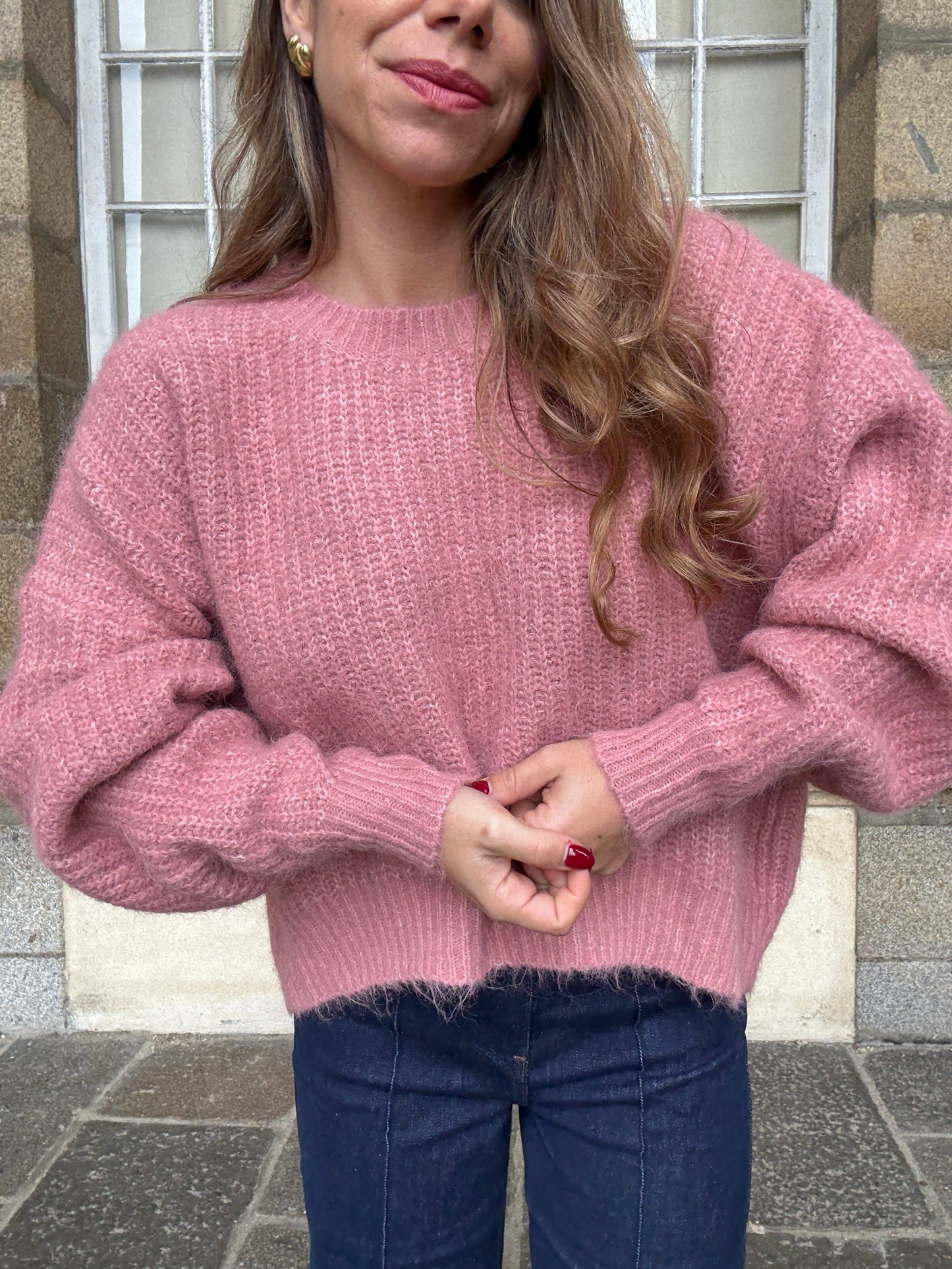 Pull en maille Jade vieux rose