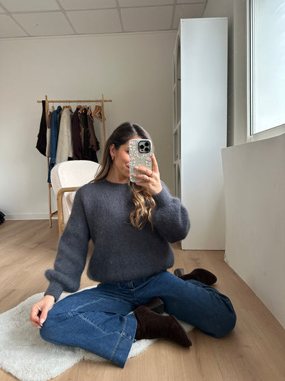 Maille en mohair et laine Gaia gris foncé