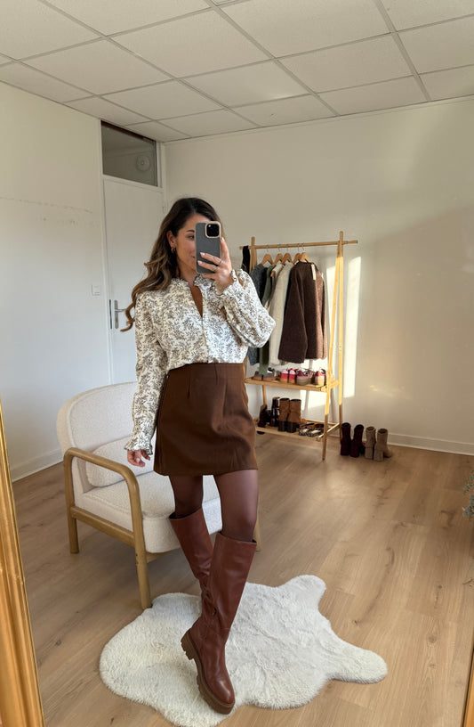 Jupe effet laine Lou chocolat