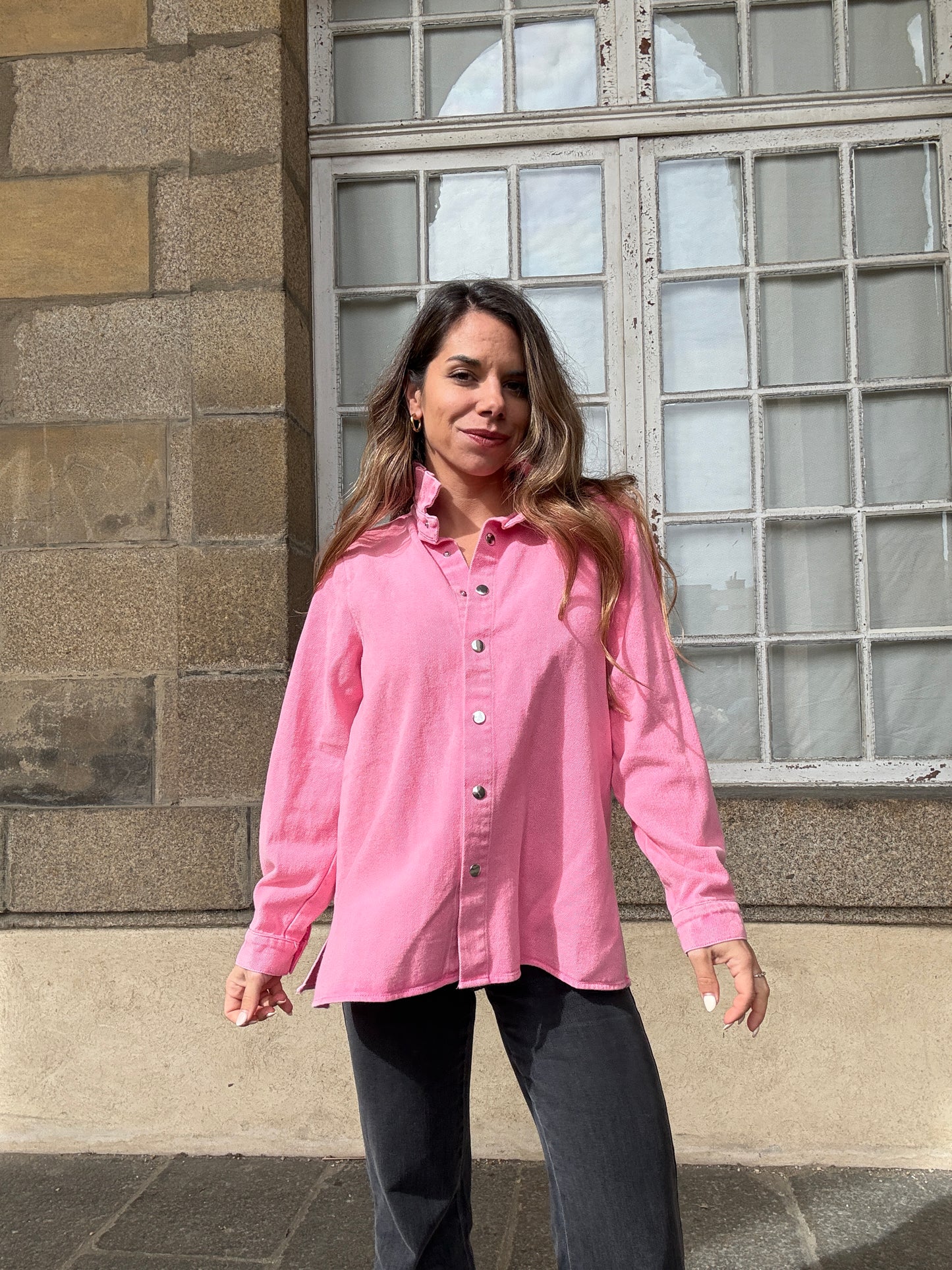 Veste en jean Céleste rose bonbon