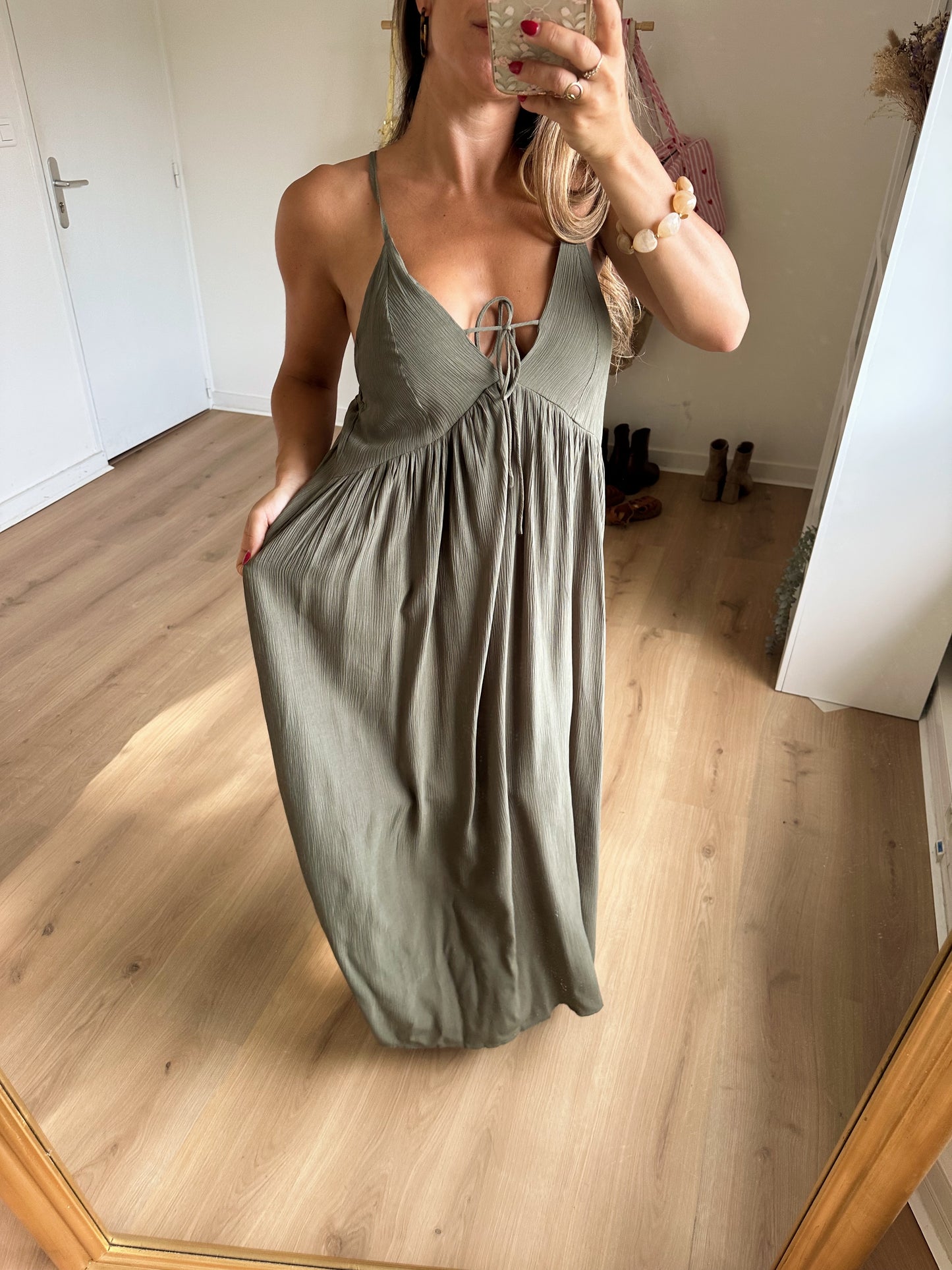 Robe longue Stella kaki