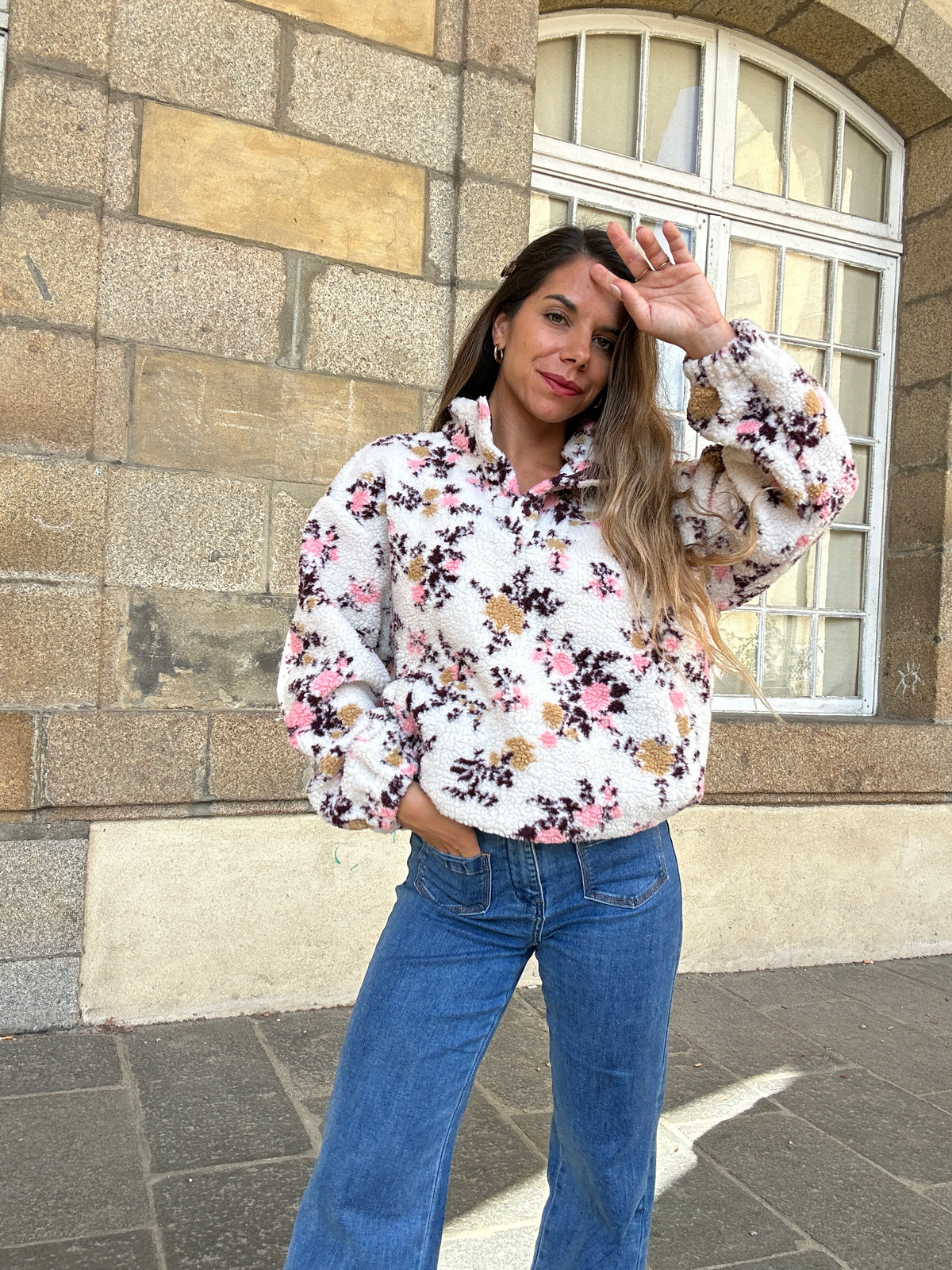 Pull moumoute fleurie Gina