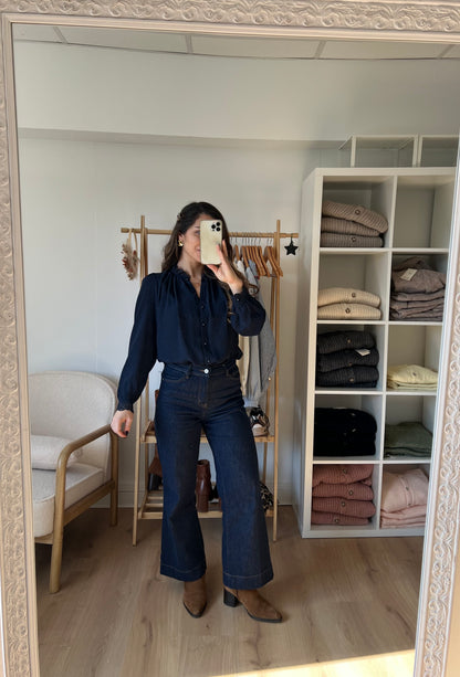 Blouse brodée bleue marine Maïwenn
