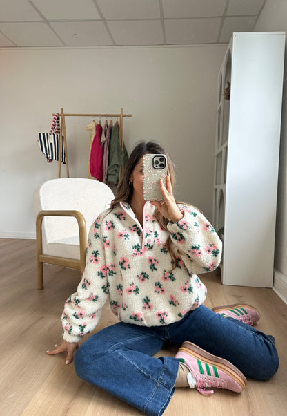 Veste moumoute fleurie Lisa