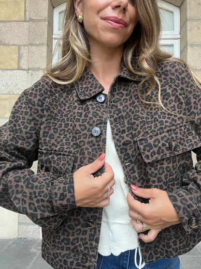 Veste léopard marron Alix