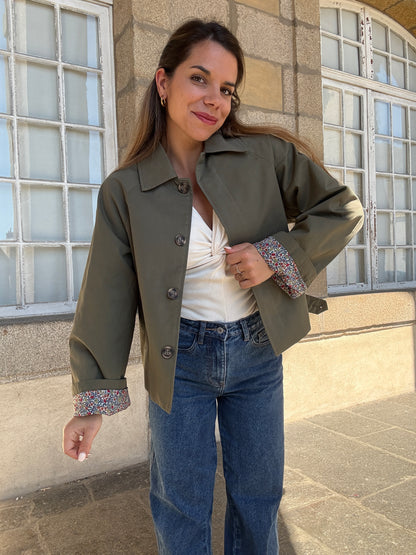 Veste trench Edith en coton Liberty kaki