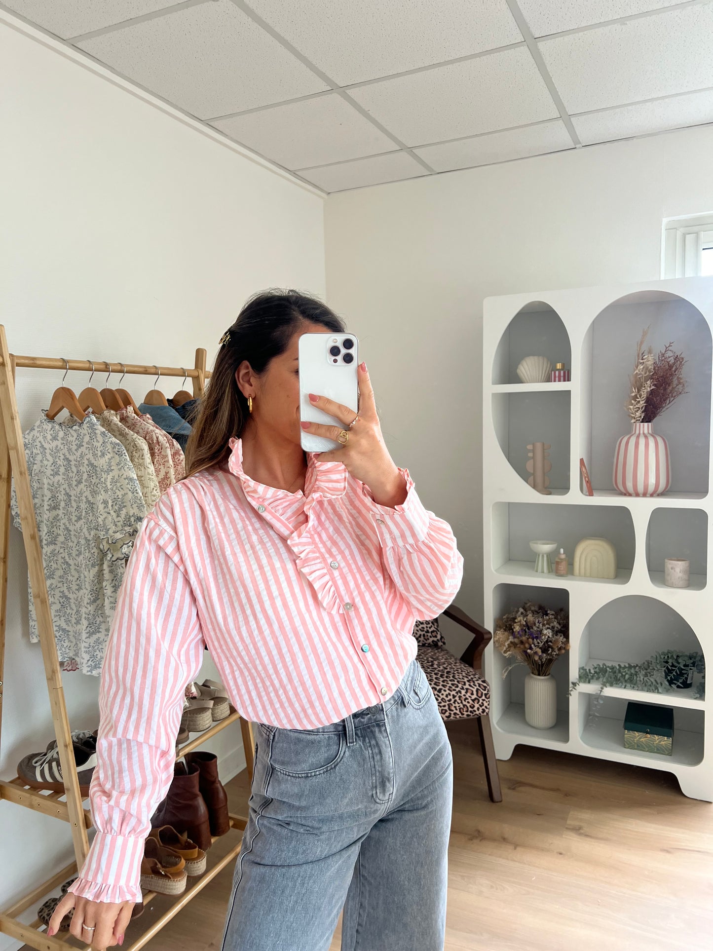 Chemise à rayures roses et blanches Rosa