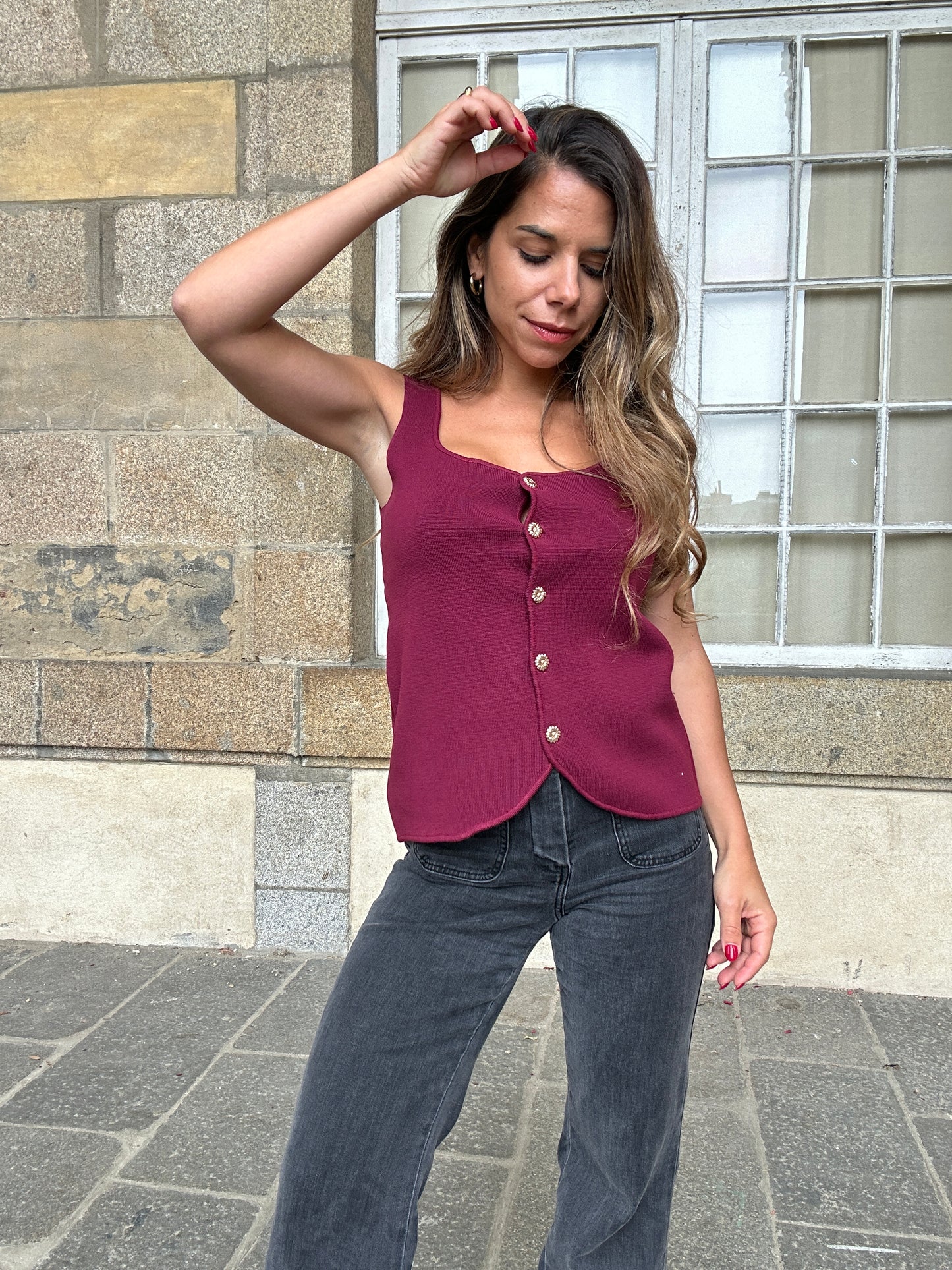 Top Ambre bordeaux