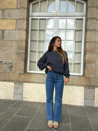 Maille en mohair et laine Gaia gris foncé