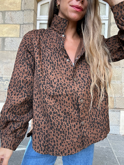 Veste en jean Céleste léopard marron