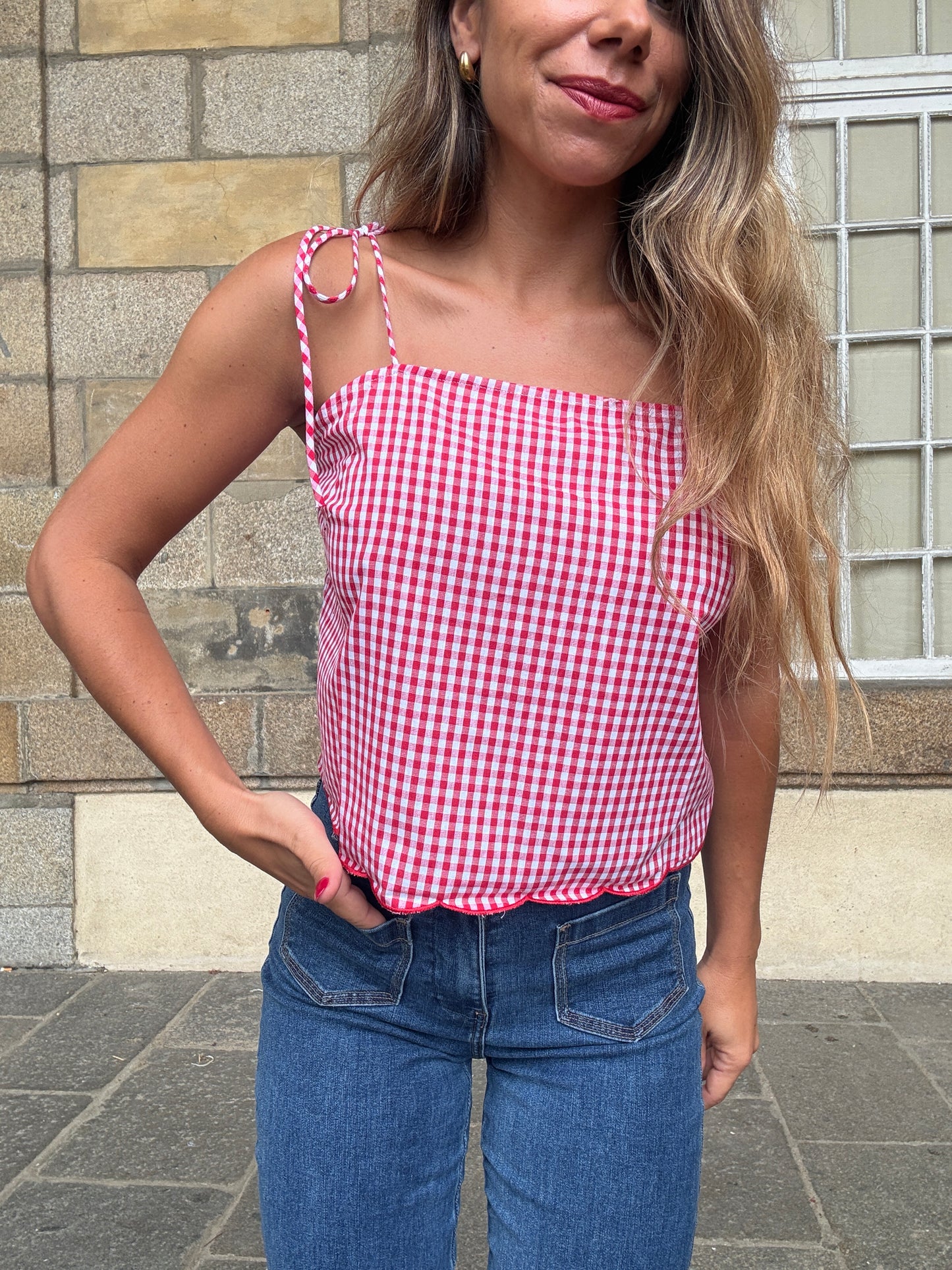 Top vichy Aimée rouge