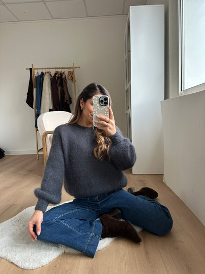 Maille en mohair et laine Gaia gris foncé