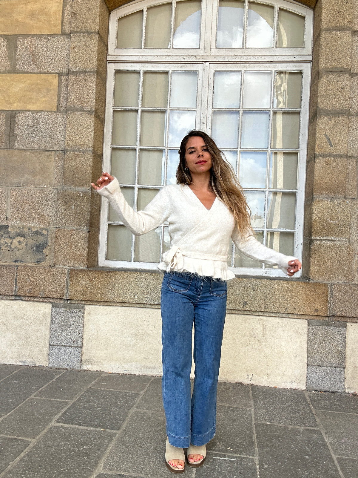 Cardigan à noeud Helena beige