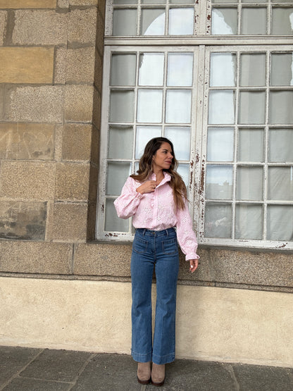 Blouse brodée baby pink Apolline